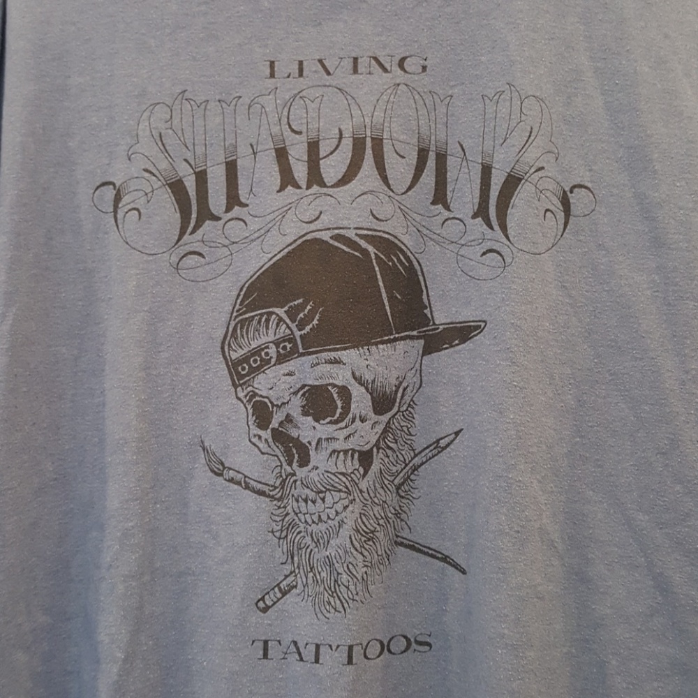 Living Shadows Tattoos Blue T-shirt Biker/Tattoo
